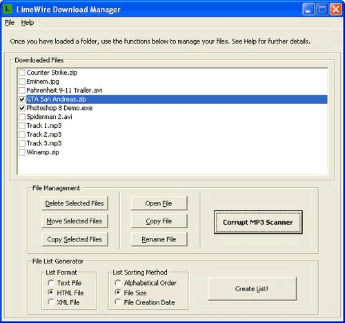 LimeWire Download Manager Screenshot